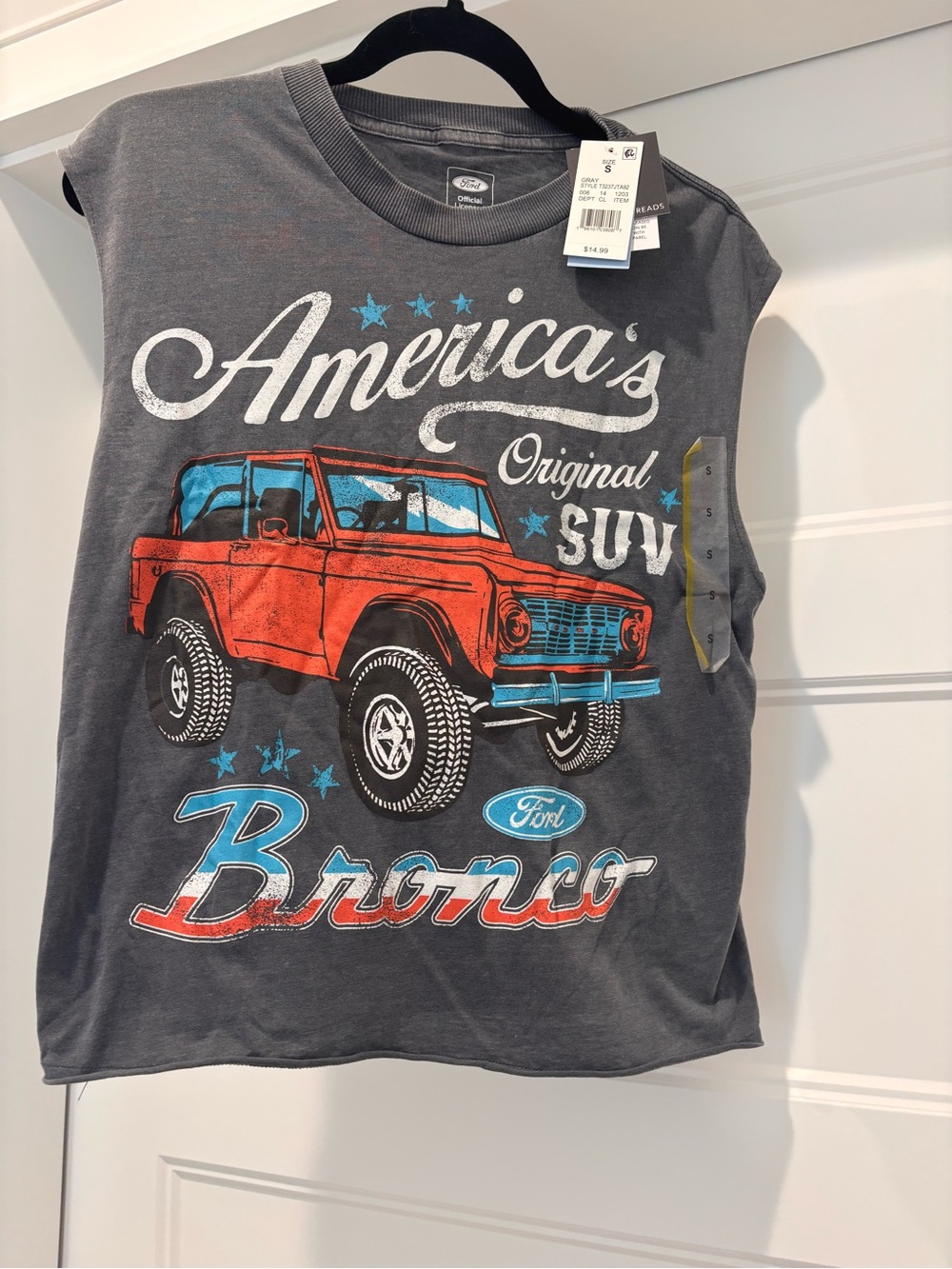 Ford Bronco America's Original SUV Graphic Muscle Tank Top Gray Mens S